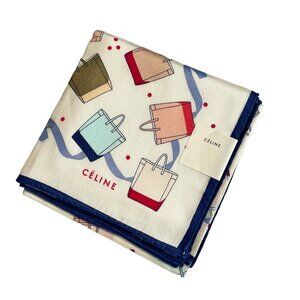 Celine NWT Cotton Scarf – Tote Bag Print